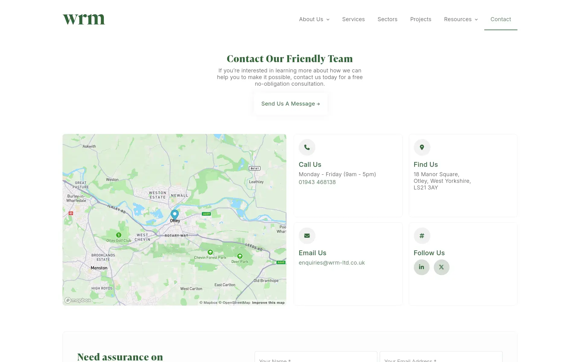 WRM contact page section